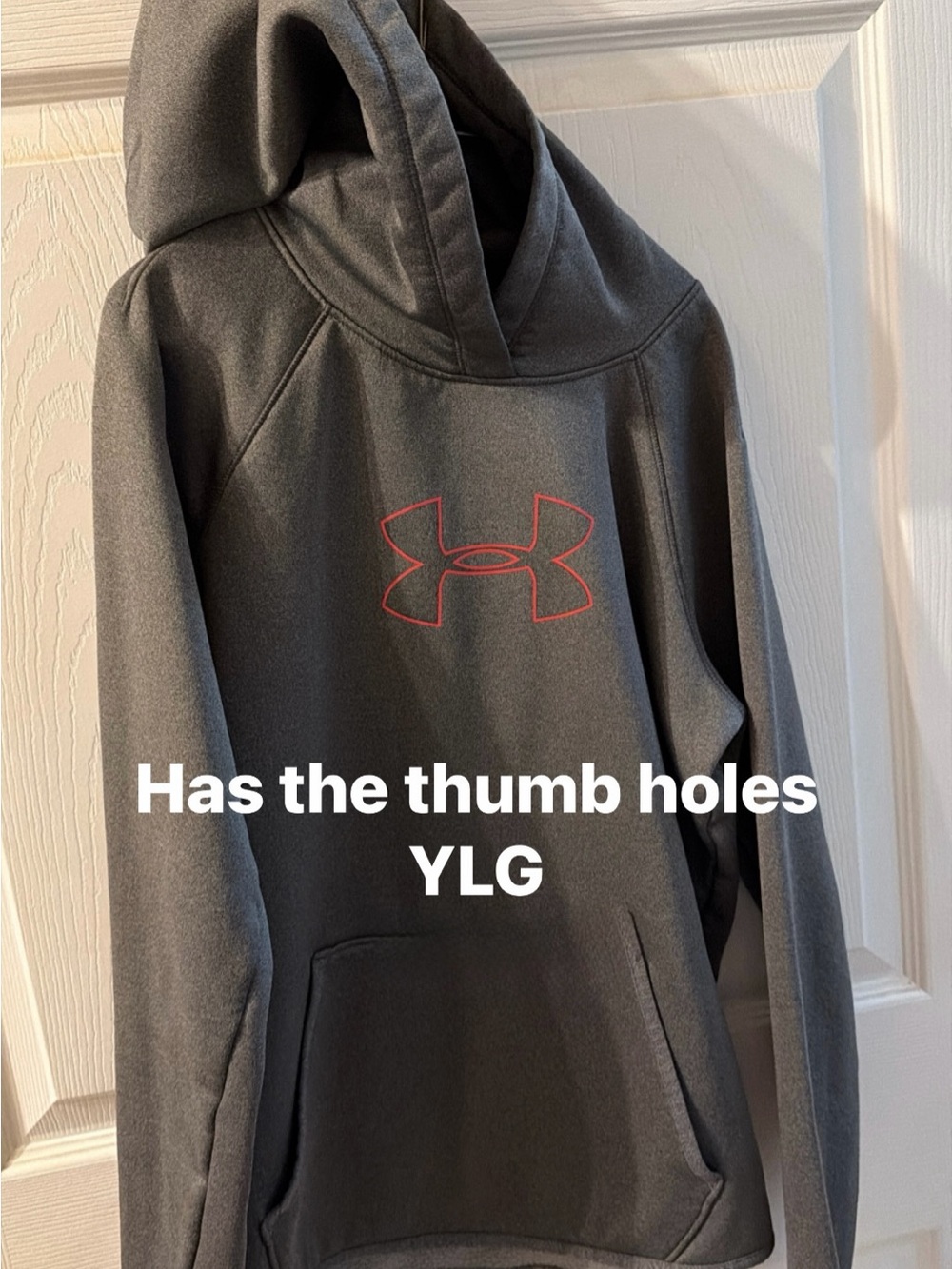 Under Armour Dark Gray Hoodie with Red Logo - Kids